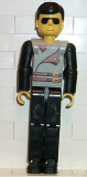 LEGO tech012 Technic Figure Black Legs, Light Gray Top with 2 Brown Belts, Black Arms